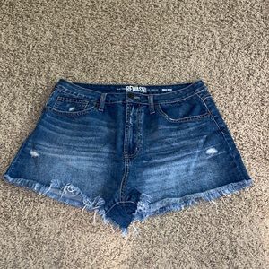 High Rise Jean Shorts slighting Destressed